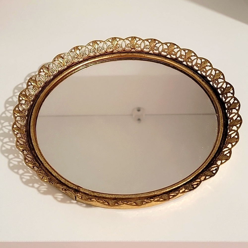 Vintage Gold Mirror Tray